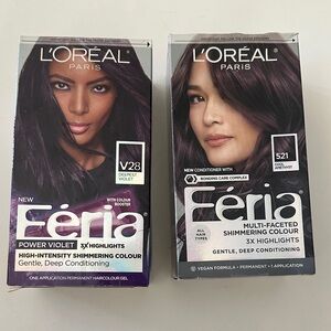 L'Oreal Féria Deepest Violet and cool amethyst Hair Color Bundle of 2